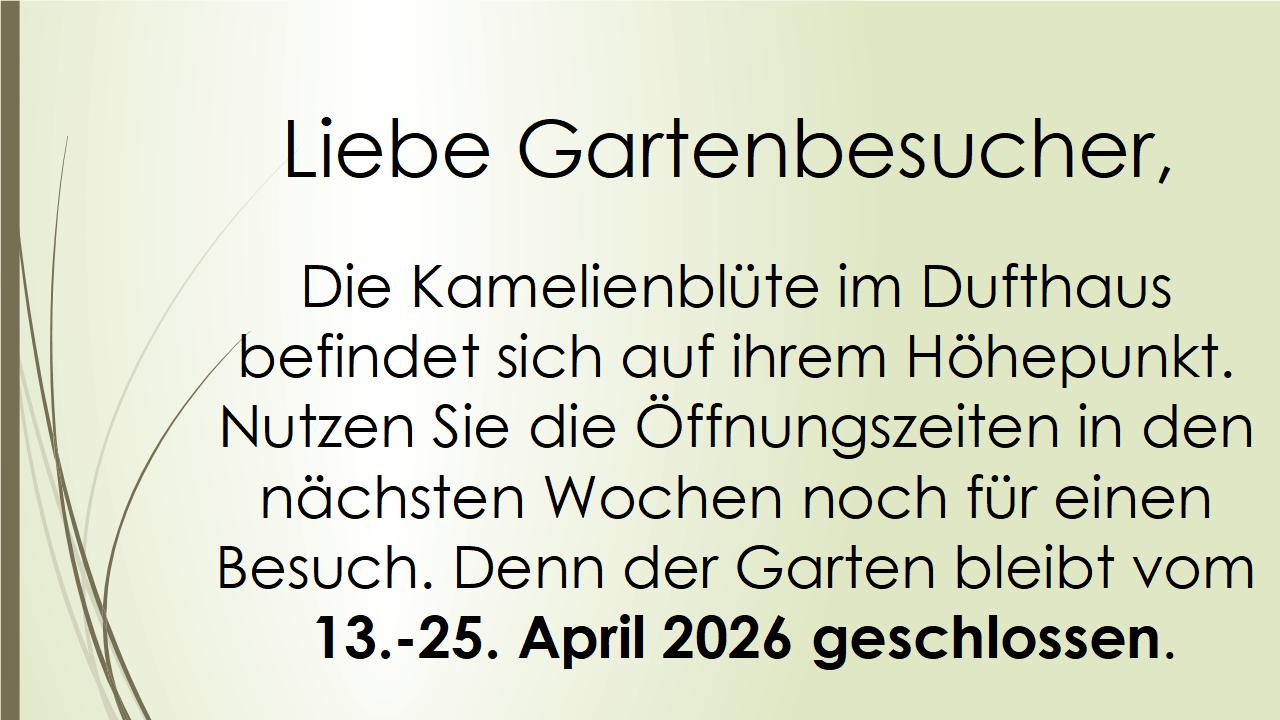 Schließzeit Kamelien