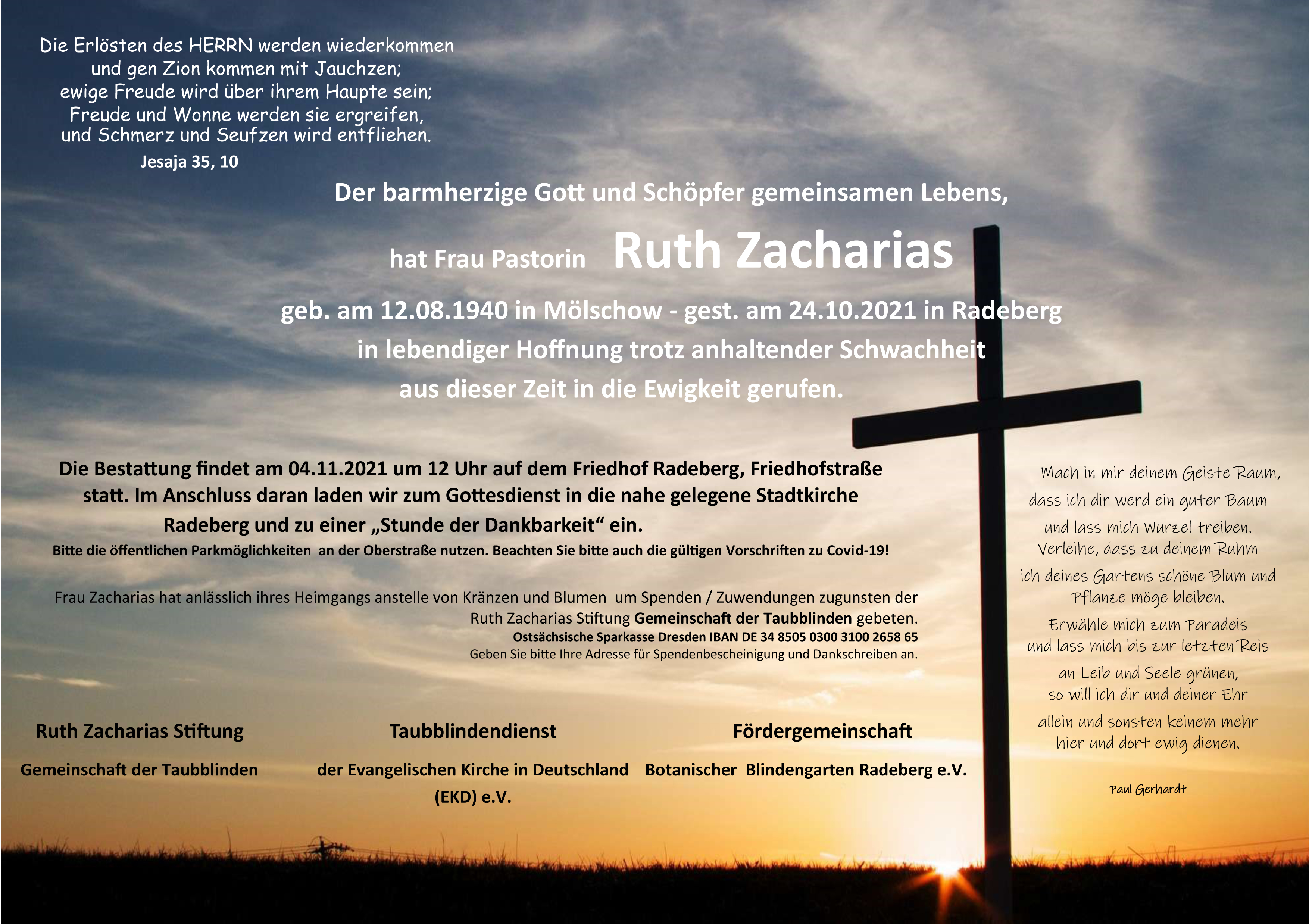 Traueranzeige Ruth Zacharias groß